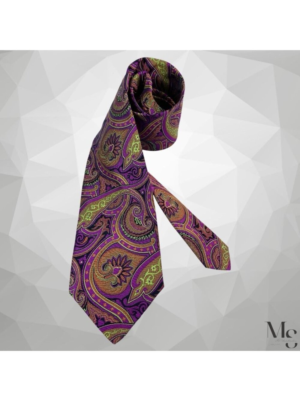 ROBERT TALBOTT Purple Paisley Men’s Silk Tie Hand Sewin In USA 59"-3.75" EUC